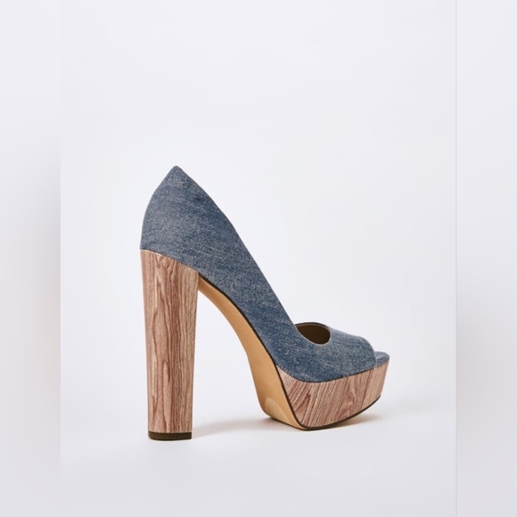 Charli Platform Peep Toe Pump - Recycled Chambray - Picture 5 of 5